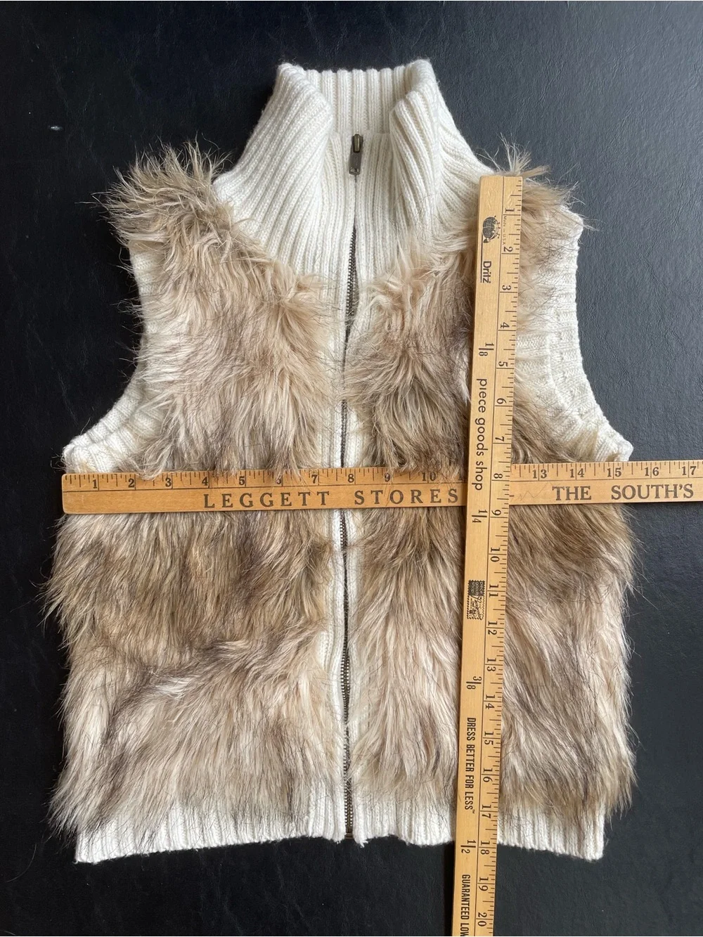 Justice Cream Cable Knit Vest with Faux Fur Trim